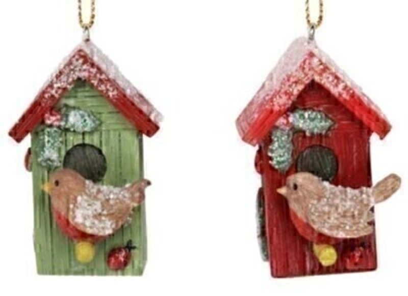 Decorative birdhouse with red robin Christmas Tree hanging decoration by Gisela Graham would look lovely on your Tree this Christmas. Choice of 2 - If you have a preference please specify when ordering. This fesive birdhouse and robin ornament by Gisela Graham will delight for years to come. It will compliment any Christmas Tree and will bring Christmas cheer to children at Christmas time year after year. Remember Booker Flowers and Gifts for Gisela Graham Christmas Decorations.